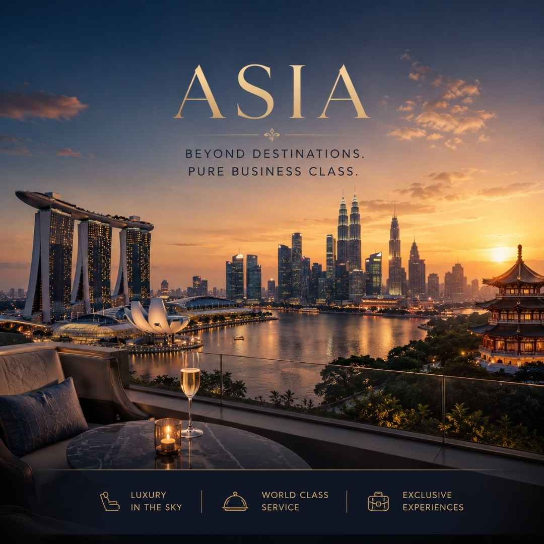 Discounted business class flights to Asia